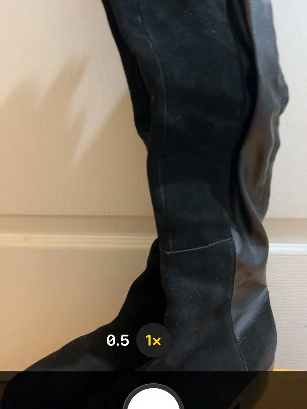 Unisa Black Over-the-Knee Suede and Leather Boots